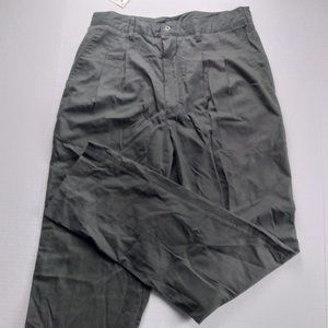 JACKEROOS Mens Cotton Twill Pants Size Medium Olive Green Straight Leg Pleated